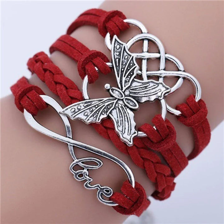Bracelet en Cuir Papillon Amour Vintage