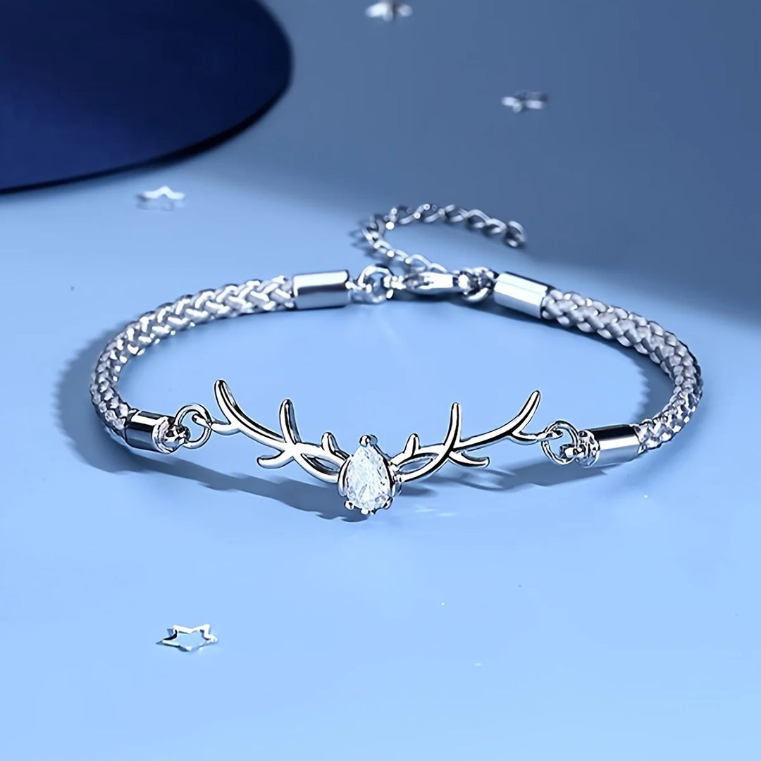 Bracelet Cœur en Bois de Cerf avec Zircon