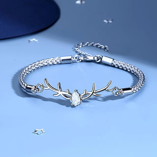 Bracelet Cœur en Bois de Cerf avec Zircon
