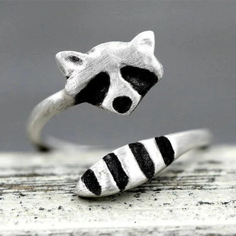 Bague Vintage Raton Laveur Ajustable Argent