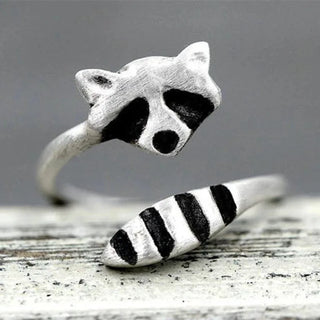 Bague Vintage Raton Laveur Ajustable Argent