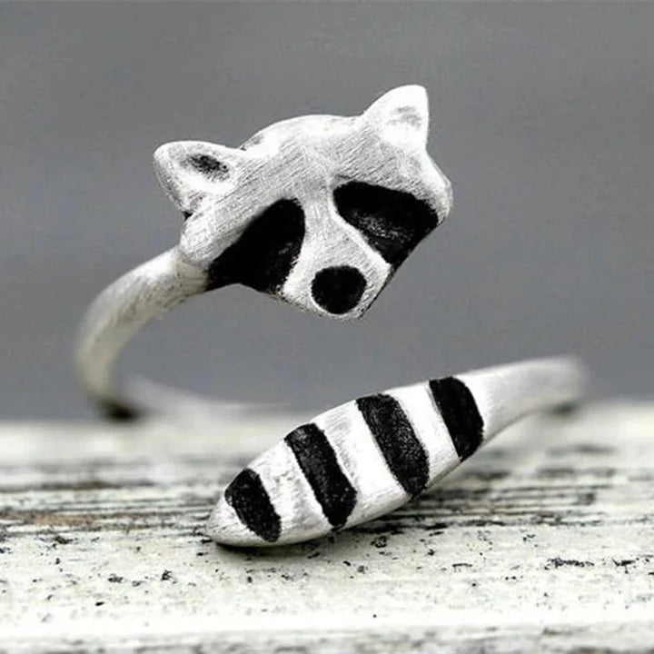 Bague Vintage Raton Laveur Ajustable Argent