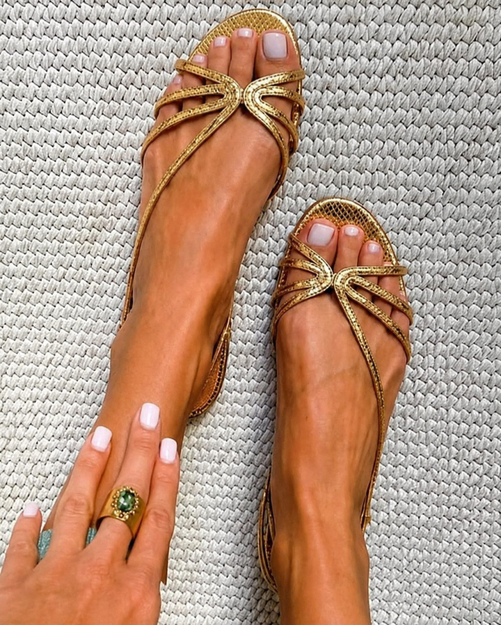 Camille™ | Sandales Dorées, Élégance Estivale