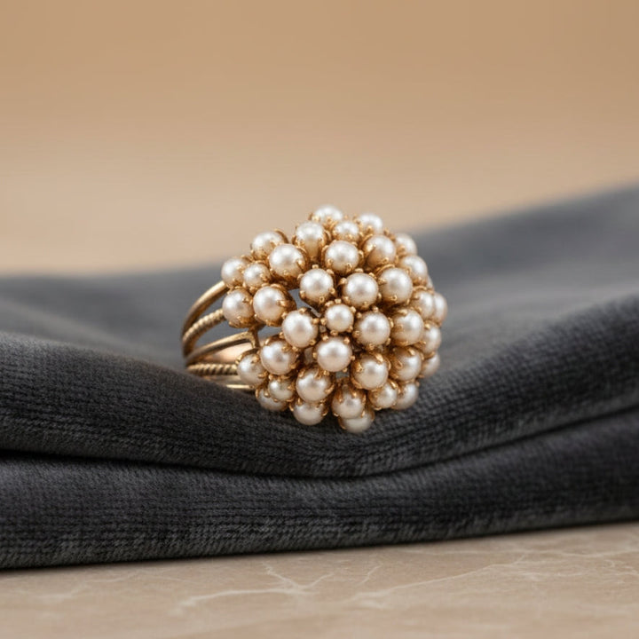 Bague en Or avec Perle Intarsie Classique