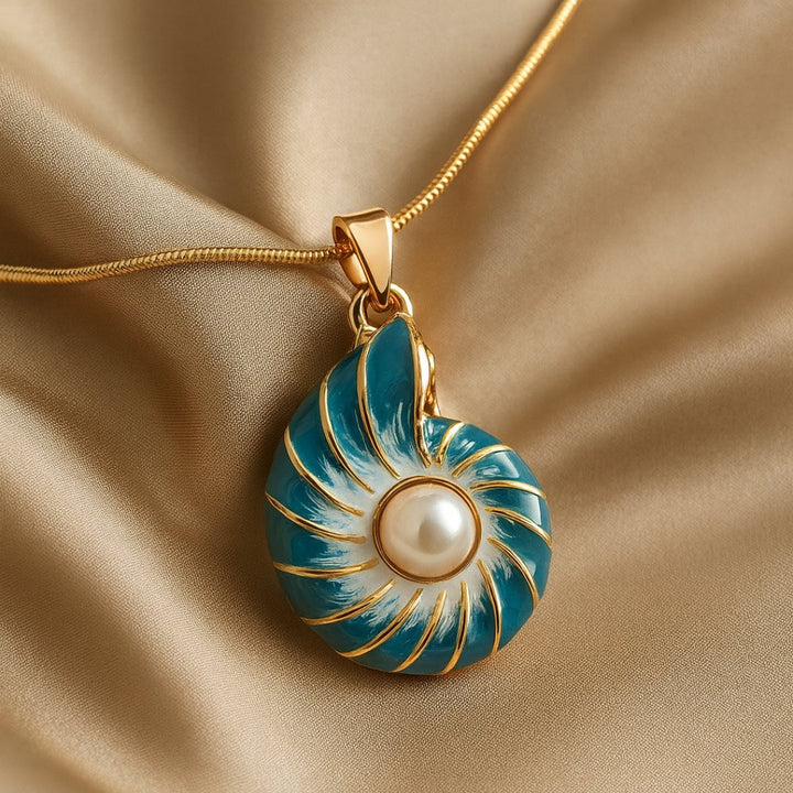 Collier avec Coquillage Bleu Perle