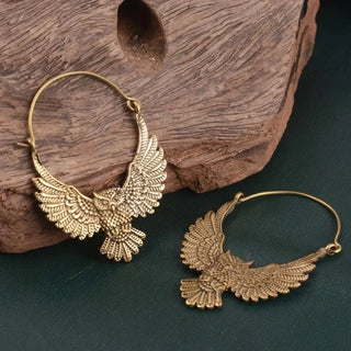 Boucles d'oreilles vintage bohémiennes en forme de hibou