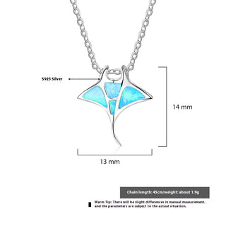 Collier en Opale Bleue Manta Ray