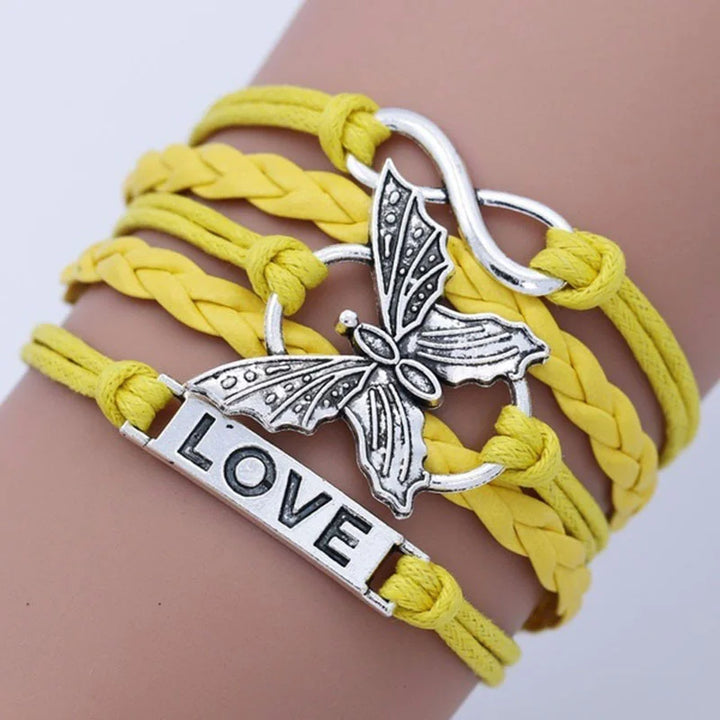 Bracelet en Cuir Papillon Amour Vintage