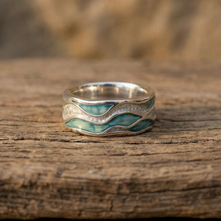 Bague Ondes Argentées Turquoise