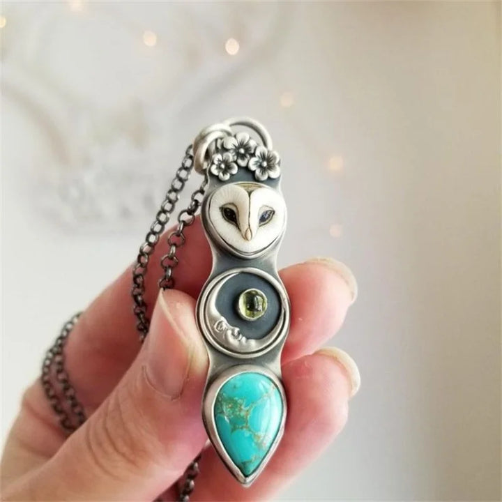 Collier Bar en Sagesse de Hibou Turquoise