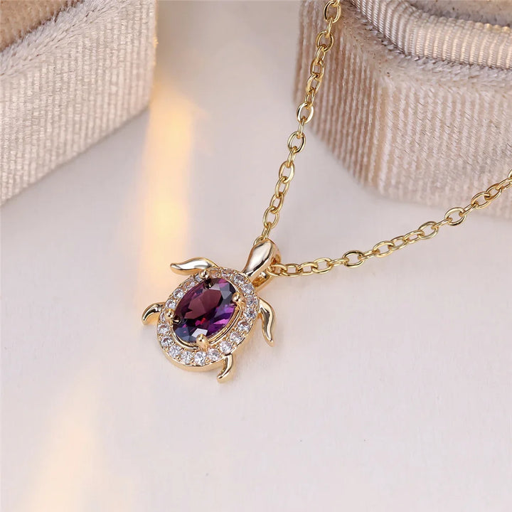 Pendentif Tortue en Cristal Violet