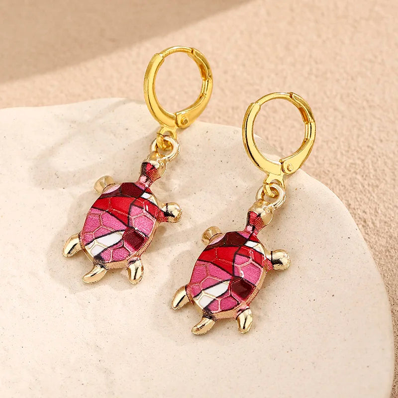 Boucles d'oreilles Huggie Tortue de Mer Charme Océan