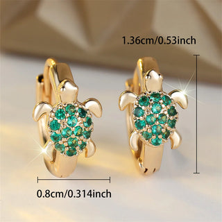 Boucles d'oreilles en forme de tortue de mer avec zircon scintillant