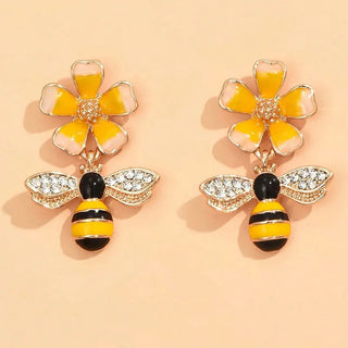 Boucles d'oreilles goutte d'abeille et de tournesol