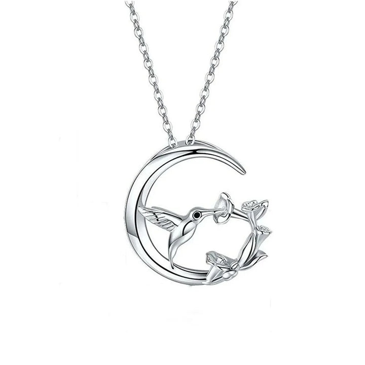 Collier Pendentif en Argent Vintage Oiseau de Lune