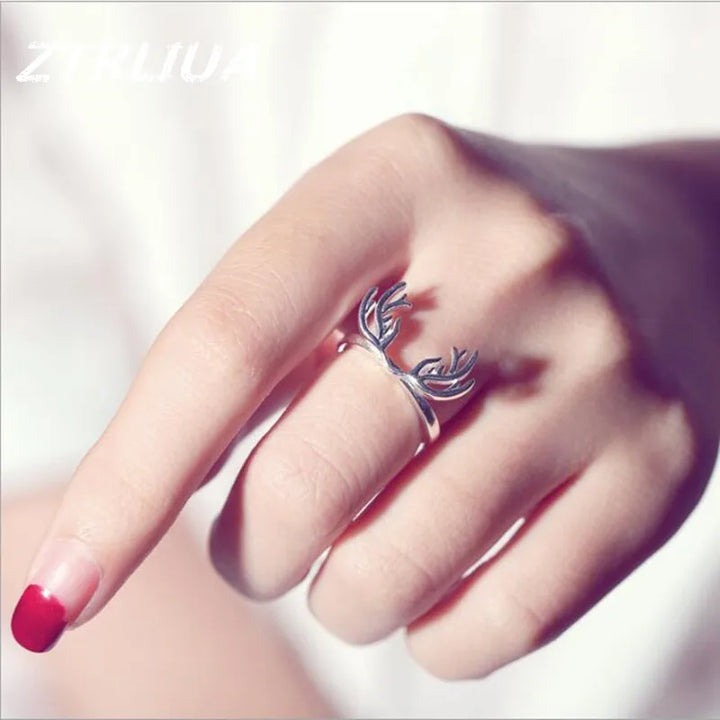 Bague en Argent Sterling avec Bois de Cerf