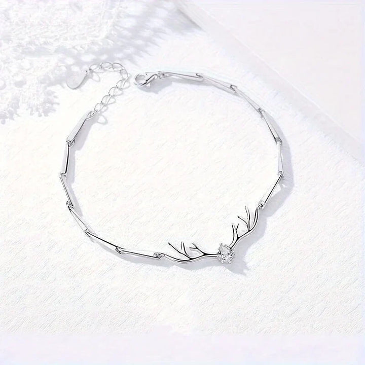 Bracelet Cœur en Bois de Cerf avec Zircon