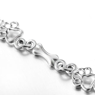 Bracelet en Édition Limitée avec Charms en Argent Pur en Forme de Patte de Chien et d'Os