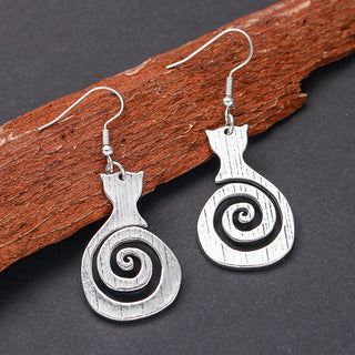 Boucles d'oreilles en spirale de chat vintage