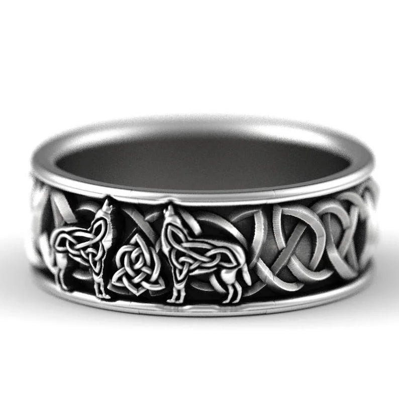 Bague Viking Wolf Pièce Statement