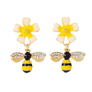 Boucles d'oreilles goutte d'abeille et de tournesol