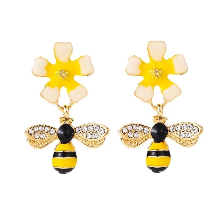 Boucles d'oreilles goutte d'abeille et de tournesol