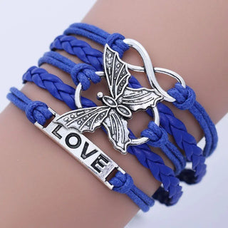Bracelet en Cuir Papillon Amour Vintage