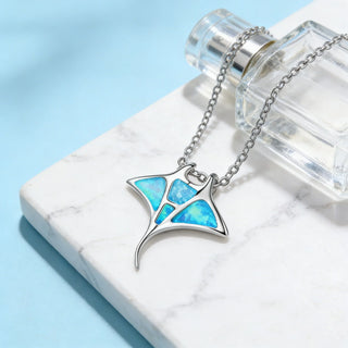 Collier en Opale Bleue Manta Ray