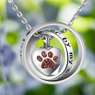"Plus Jamais à Mes Côtés, Toujours Dans Mon Cœur" – Collier en Acier Inoxydable avec Urne en Forme de Patte