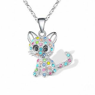 Collier en Zirconia Coloré avec Chatons Argentés