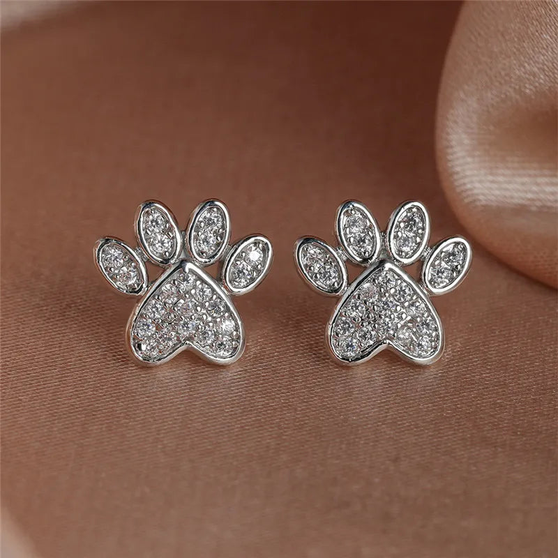 Boucles d'oreilles en zircon blanc – Design en forme de cœur