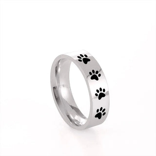 Bague empreinte de patte artisanale en acier inoxydable