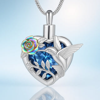Collier Urne en Forme de Cœur Colibri