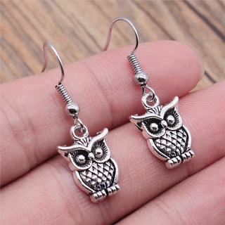 Boucles d'oreilles pendantes hibou vintage bohémien