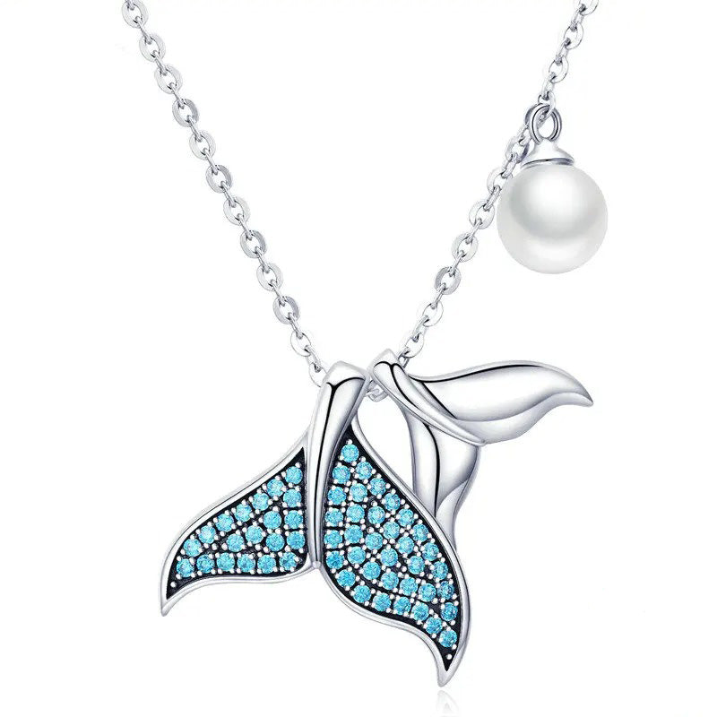 Collier Océan avec Queue de Baleine en Perles