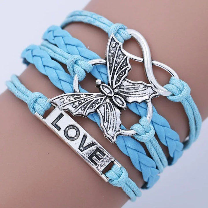 Bracelet en Cuir Papillon Amour Vintage