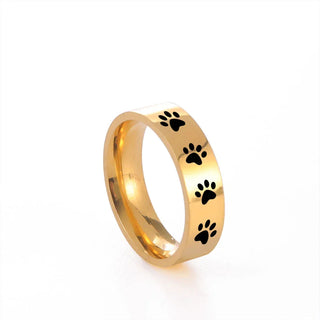 Bague empreinte de patte artisanale en acier inoxydable