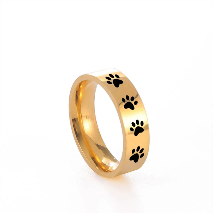 Bague empreinte de patte artisanale en acier inoxydable