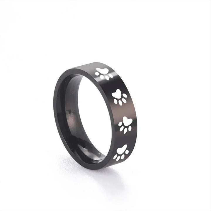Bague empreinte de patte artisanale en acier inoxydable