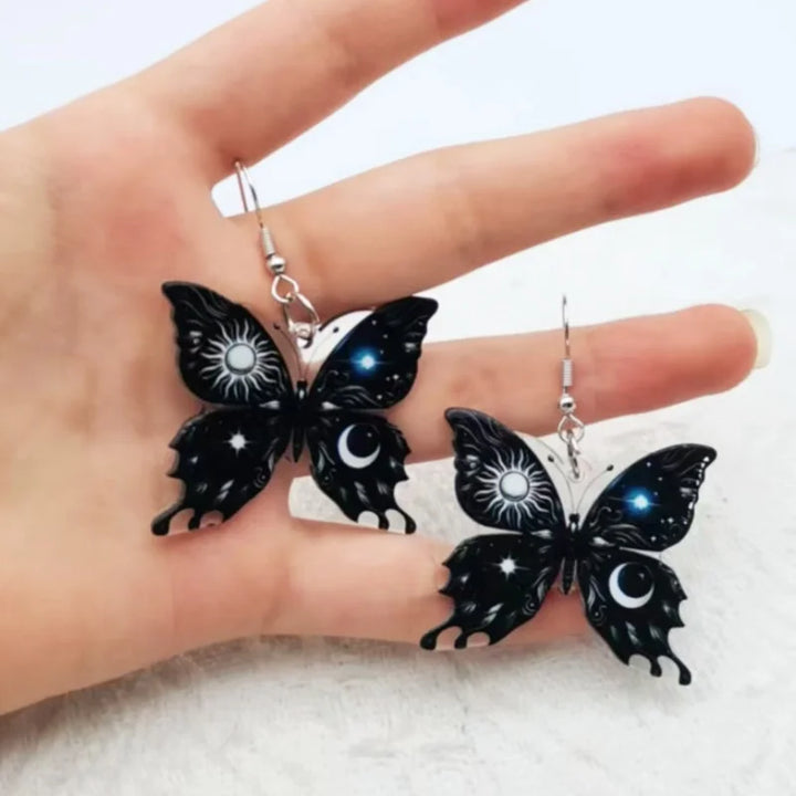 Boucles d'oreilles Soleil Lune Papillon