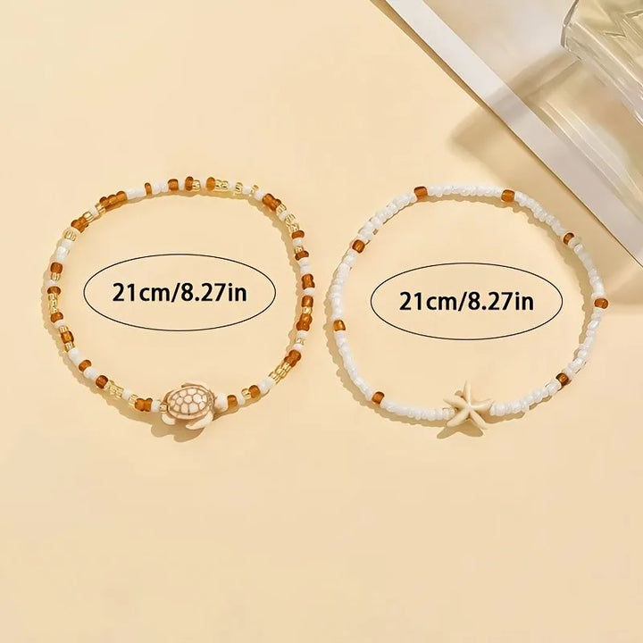 Ensemble de Bracelets de Cheville Étoile de Mer & Tortue