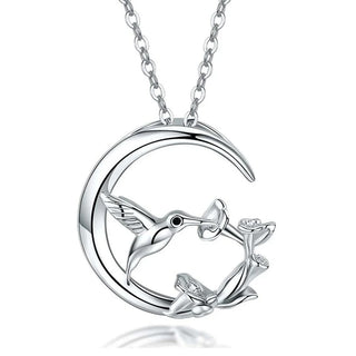 Collier Pendentif en Argent Vintage Oiseau de Lune