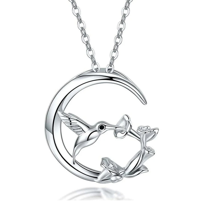 Collier Pendentif en Argent Vintage Oiseau de Lune