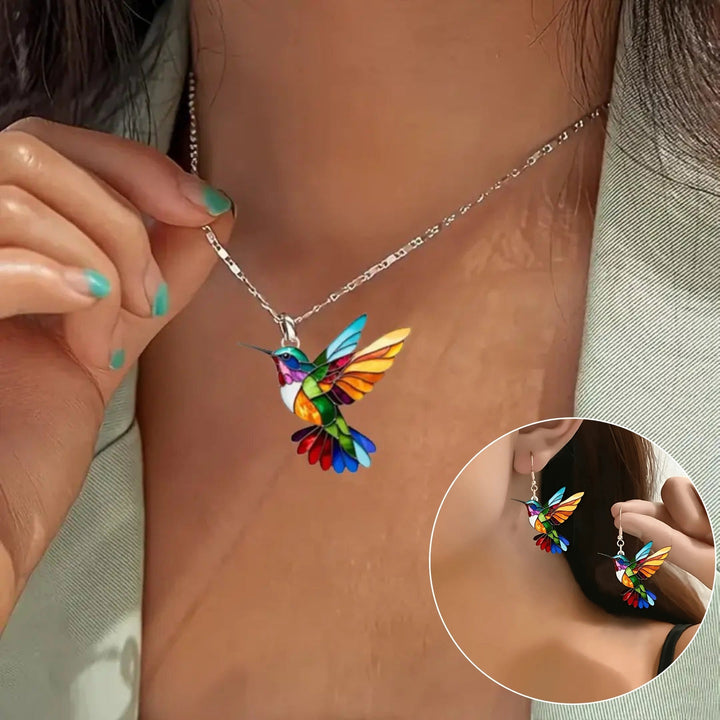 Collier de Colibri Magnifique avec Boucles d'Oreilles Bonus – Offre Limité