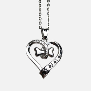 Collier en Acier Inoxydable avec Patte de Chien et Cœur