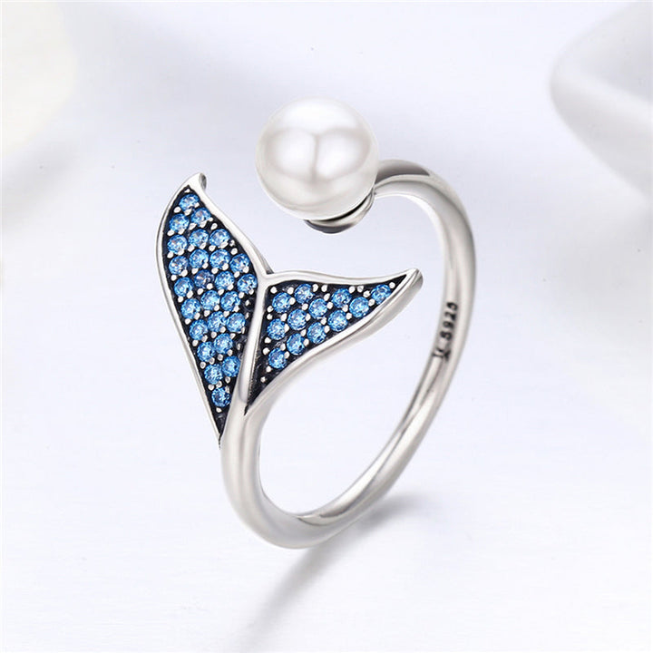 Bague en Perle en Forme de Queue de Baleine Océan