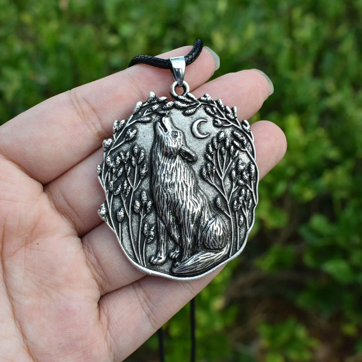 Pendentif Loup Lune Collier Animal Spirituel