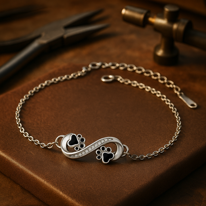 Pendentif Infini Bracelet Patte d'Animal avec Zirconia