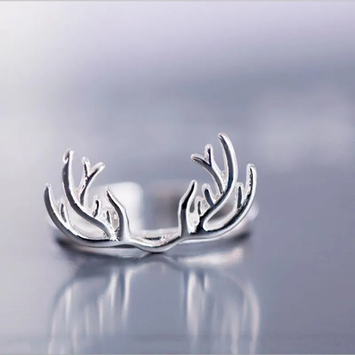 Bague en Argent Sterling avec Bois de Cerf