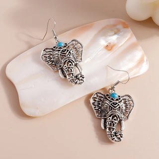 Boucles d'oreilles vintage éléphant en argent bohémien